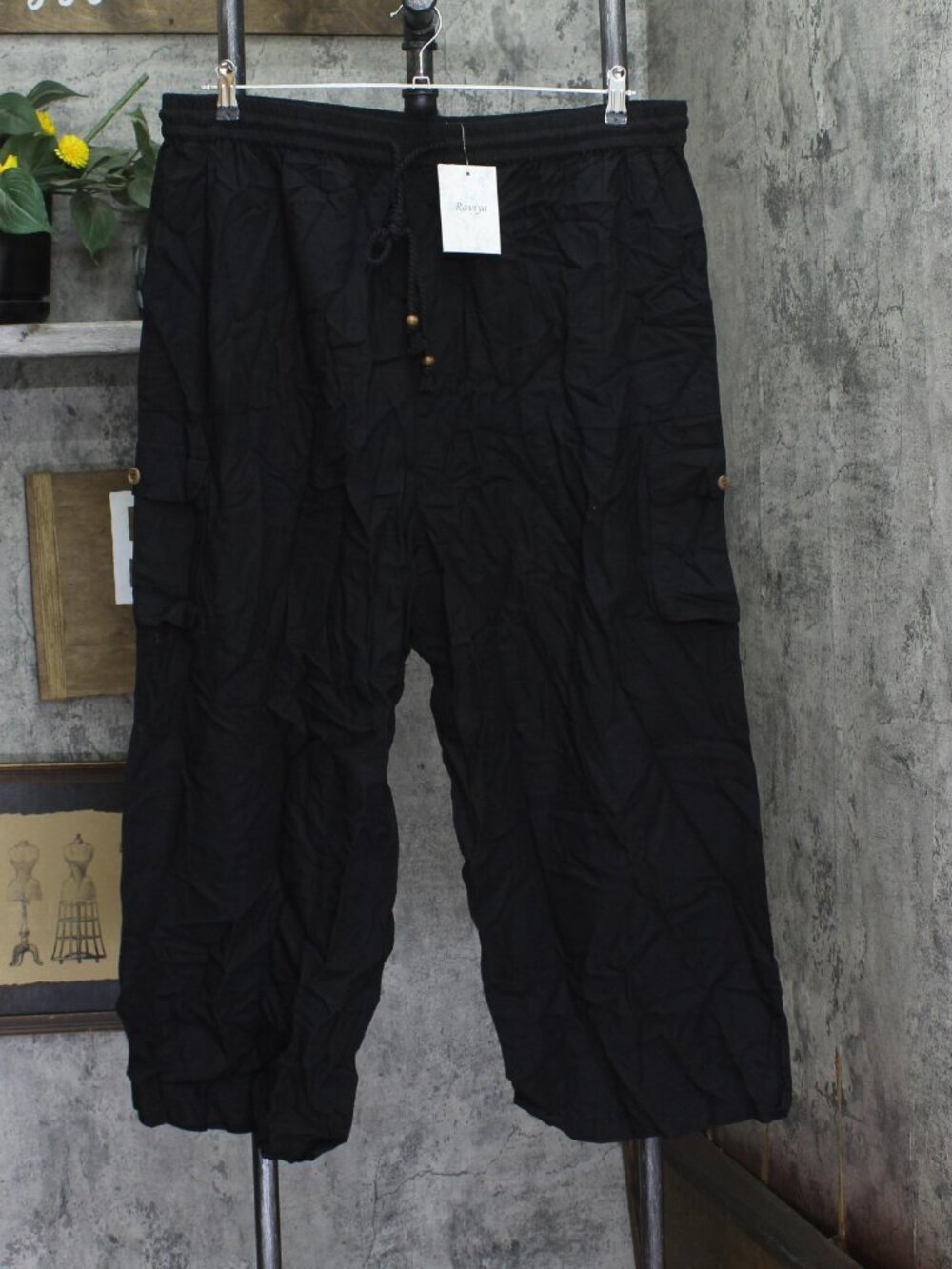 Raviya Black Plus High Rise Pull On Cover Up Cargo Pants 76748X 2X Sz HIGH